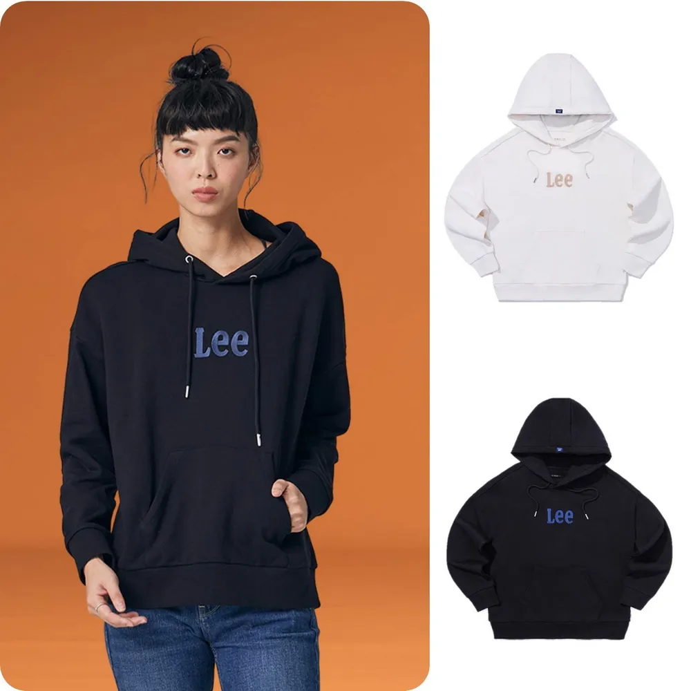 【Lee】女裝 長袖帽T / 胸前刺繡 LOGO 共2色 Oversized版型(LB330037K11 / LB330037K15)