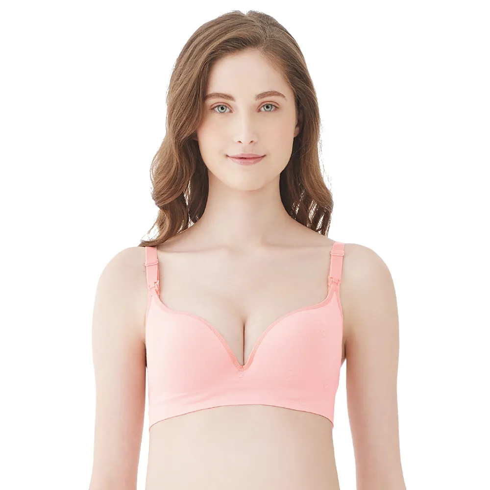 【Gennies 奇妮】哺乳內衣 一體成型舒適軟鋼圈內衣(粉 特惠)
