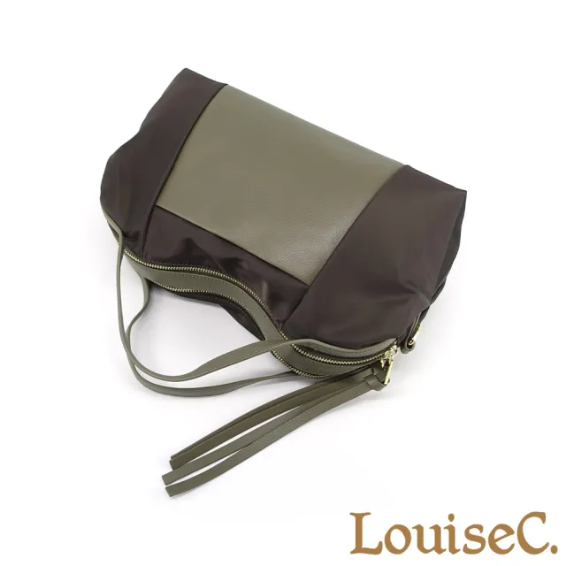 【LouiseC.】雙11 Tree House 輕盈尼龍 牛皮 雙分隔層前後插袋 手提斜背波士頓防水包 3色 CC25018