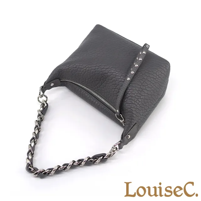 【LouiseC.】雙11 Tree House 水洗羊皮 個性鉚釘 肩背斜背鍊帶腋下真皮包 2色 雙背帶設計 CC1964