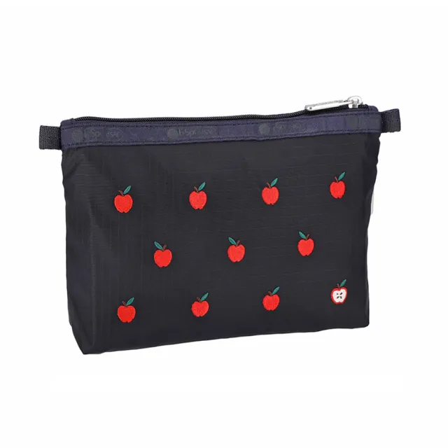 【Lesportsac】Cosmetic Clutch 雙層拉鍊化妝包 收納袋 盥洗包 女包(紅蘋果刺繡)