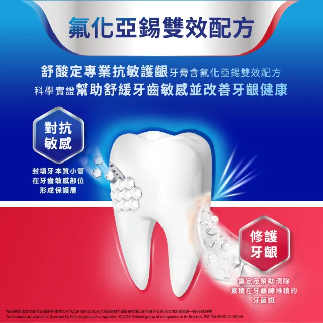 【SENSODYNE 舒酸定】進階護理 專業抗敏護齦牙膏100gX3入(原味/亮白配方/沁涼薄荷；對抗敏感/修護牙齦)