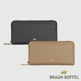 【BRAUN BUFFEL 德國小金牛】珍妮絲 13卡拉鍊長夾-多色任選(BF840-602-BK/SVM) 錢包送禮推薦
