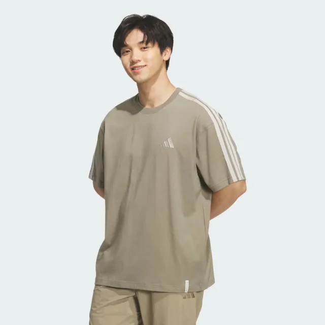 【adidas 愛迪達】Es+ 3s S/S Tee 男 T恤 運動上衣 休閒短袖 純棉 棕(KF3740)