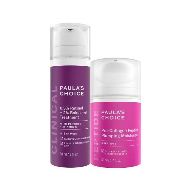 【PAULA’S CHOICE 寶拉珍選】0.3％A醇＋2％補骨脂酚精華乳＋高效胜肽膠原緊緻霜