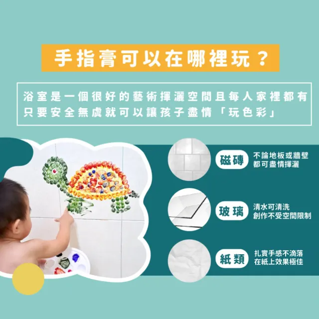 【mamayo 媽媽友】台灣製無毒可水洗幼兒手指膏(經典六色組50ml手提盒裝)
