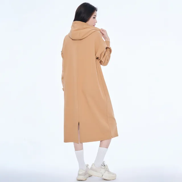 【5th STREET】雙11 女裝休閒連帽衛衣長洋裝 橘色