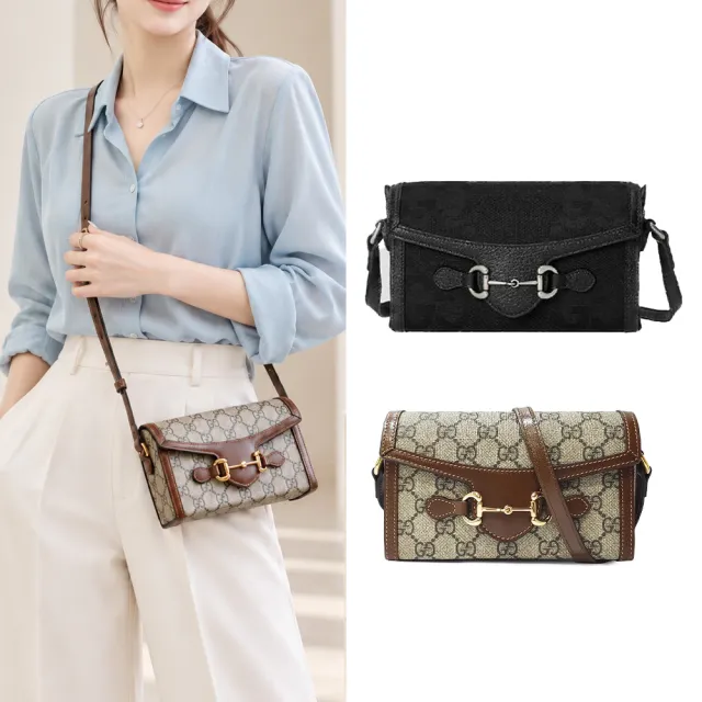【GUCCI 古馳】699296經典1955馬銜扣手機包(顏色任選)