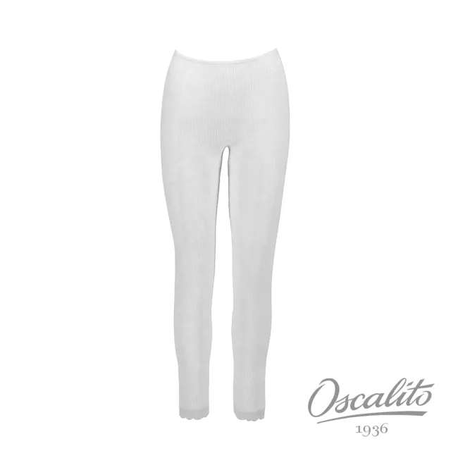 【oscalito】100%蠶絲羅紋針織長褲 舒適透氣 居家服居家褲 義大利進口(3419-白)