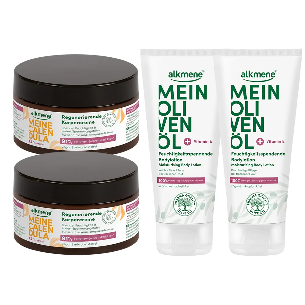 【德國alkmene】4入組我的保濕修護乳霜系列200ml-金盞花/橄欖油(總代理公司貨)
