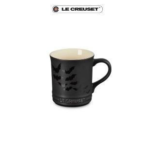 【Le Creuset】瓷器萬聖節 蝙蝠圖騰馬克杯400ml(沉靜黑)