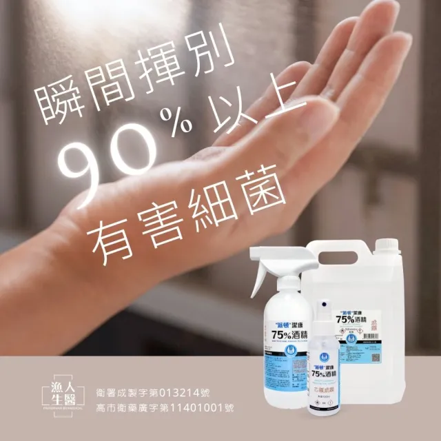 【漁人生醫】派頓 潔康75%酒精（4L×1+500ml附噴頭×2）(PIC/S GMP藥廠生產製造)