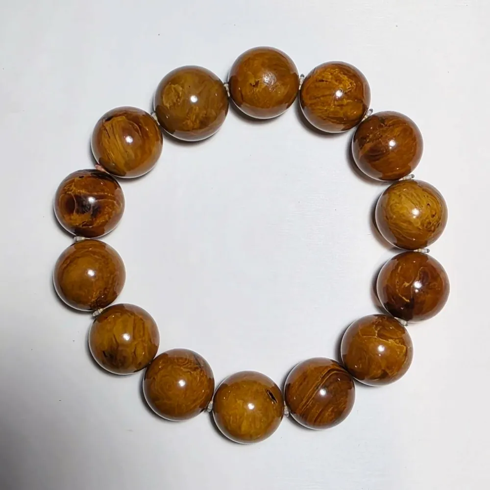 享玉閣 緬甸血根珀溶洞妖花手串 16+mm
