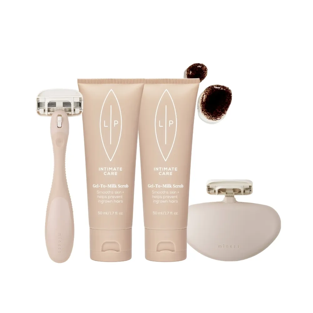 【LIP Intimate Care 瑞典私密護理】細緻柔嫩除毛美體刀組(全身適用 除毛前後保養 貝印除毛刀 去角質)