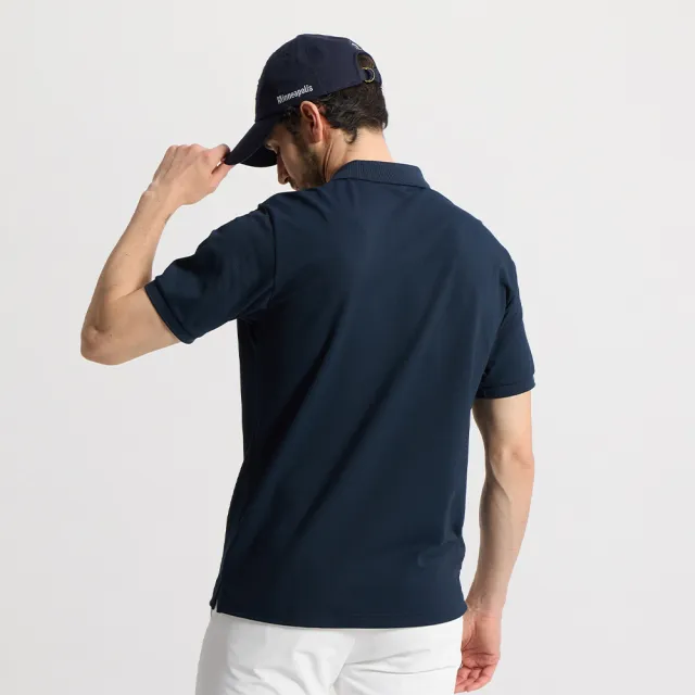 【Munsingwear】企鵝牌 男款藏青色 3D立體感毛巾繡涼感短袖POLO衫 MGXJ2038