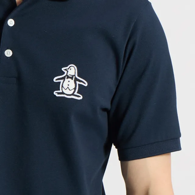 【Munsingwear】企鵝牌 男款藏青色 3D立體感毛巾繡涼感短袖POLO衫 MGXJ2038