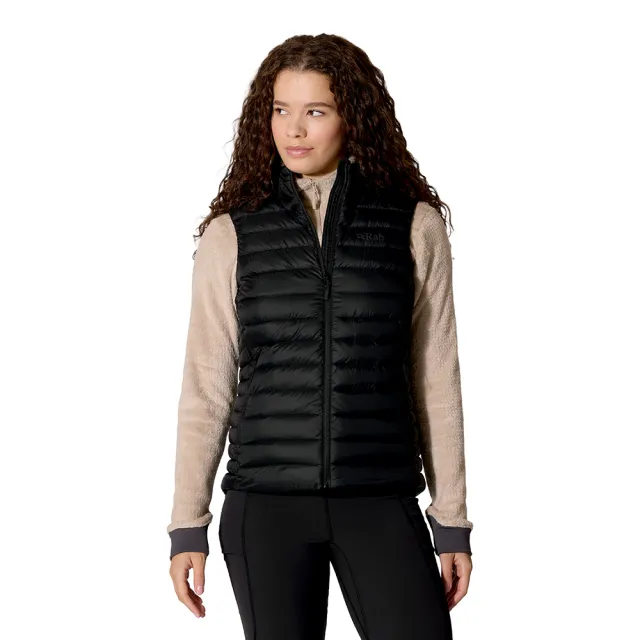 【RAB】Microlight Vest Wmns  輕量防風羽絨立領背心 女款 黑色 #QDB97