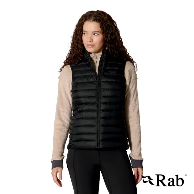 【RAB】Microlight Vest Wmns  輕量防風羽絨立領背心 女款 黑色 #QDB97