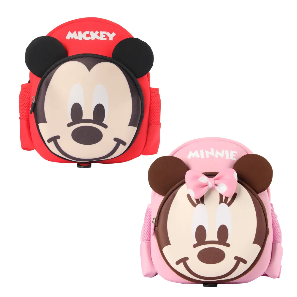 【Disney 迪士尼】米奇米妮兒童防走失後背包/正版授權(附前胸扣、可拆卸防丟牽繩/超輕減壓/後背包/雙肩包)