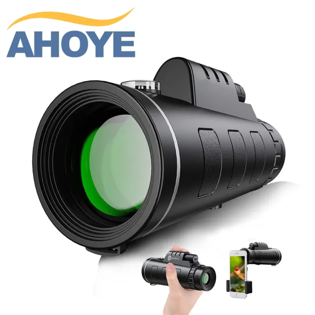 【AHOYE】40X60防水單筒望遠鏡  附手機拍攝夾