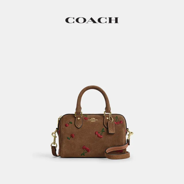 【COACH】蔻馳官方直營 ROWAN迷你櫻桃刺繡斜背手袋 斜背包 手提包-IM/混合雪松木色(CFO47)