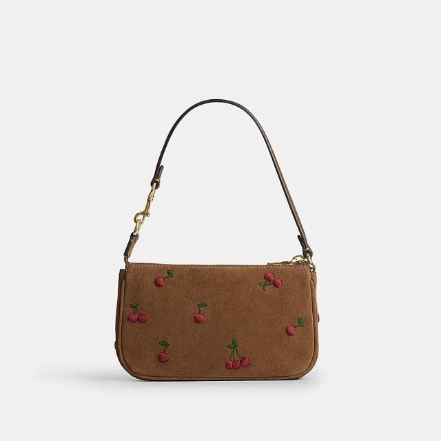 【COACH】蔻馳官方直營 NOLITA 19 櫻桃刺繡手袋 單肩包 手拿包-IM/混合雪松木色(CFU90)