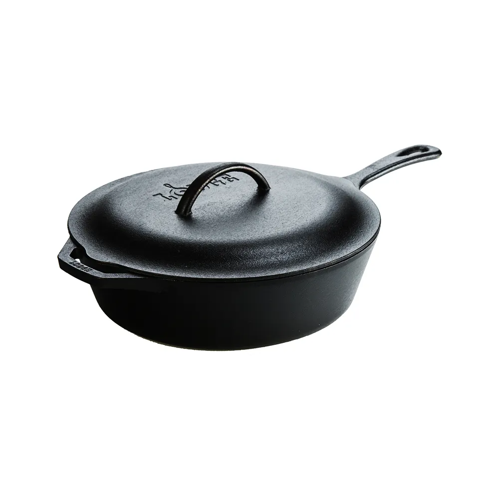 【LODGE】美國製鑄鐵平底深煎鍋附蓋-31cm (鑄鐵煎鍋/油炸鍋/鑄鐵鍋/平底深鍋/L10CF3)