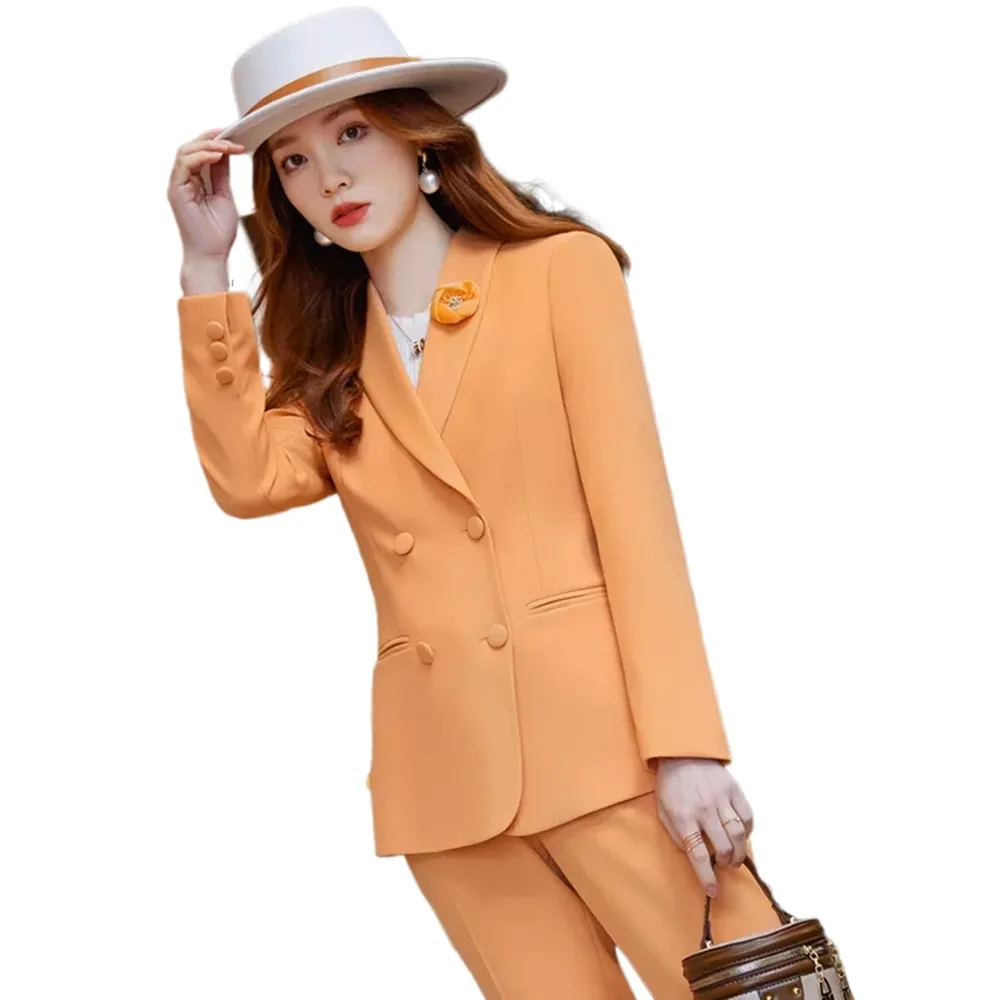 【米蘭精品】現貨+預購 西裝套裝兩件套(時尚氣質外套長褲女職業西裝2色74ct10)