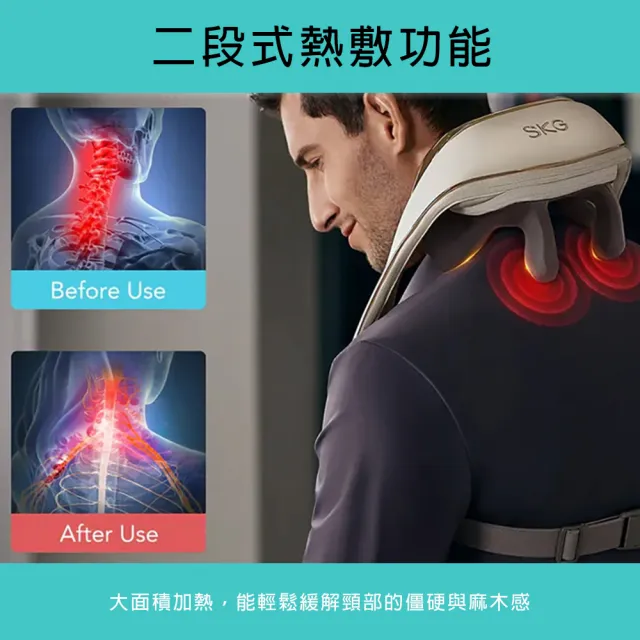 【SKG】台灣獨家總代理 H5 Mini 頸椎按摩披肩 6D無線肩頸按摩器(肩頸揉捏、免手持、熱敷)
