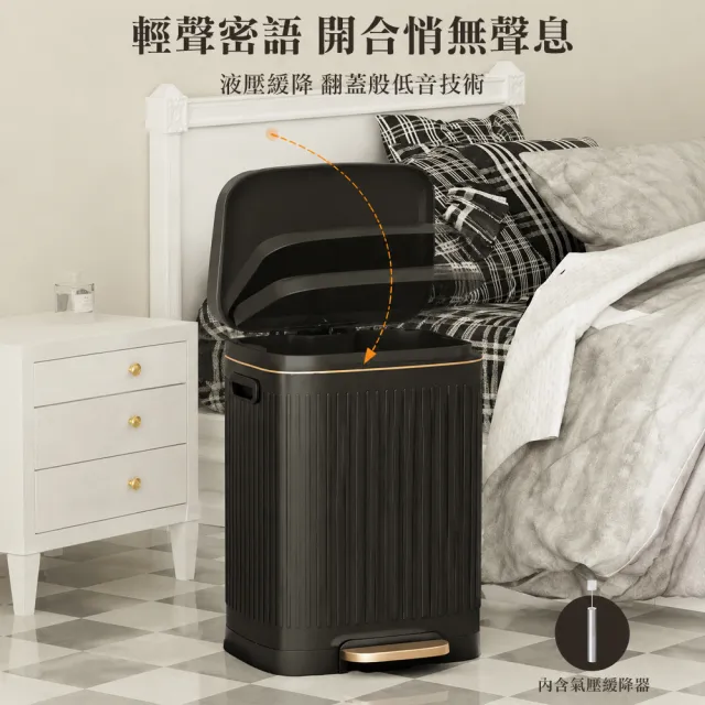 【佳美多】垃圾桶 腳踏垃圾桶42.5*35.5*67.3cm 不鏽鋼垃圾桶 大容量垃圾桶 PP內桶 50L啞光黑壓紋款 Z