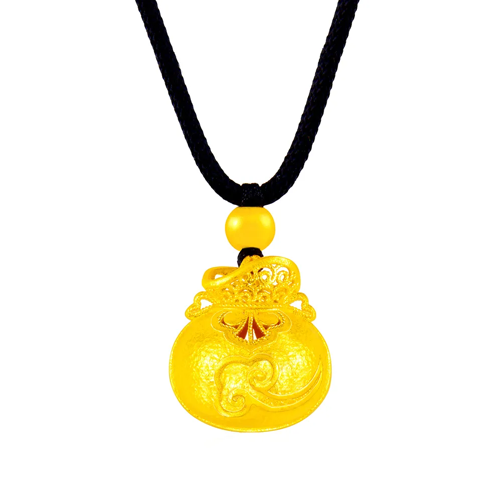 【Just Gold 鎮金店】雋藏 雲錦福袋 黃金吊墜(附繩)