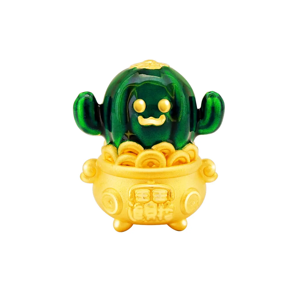 【金合城】多肉精靈黃金擺件-仙人掌柱 MNA005(金重約0.65錢)