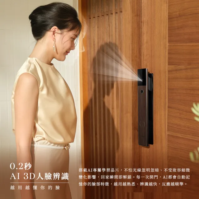 【chatlock】日本製頂級電子門鎖 AI 智慧 A90 - 木紋款