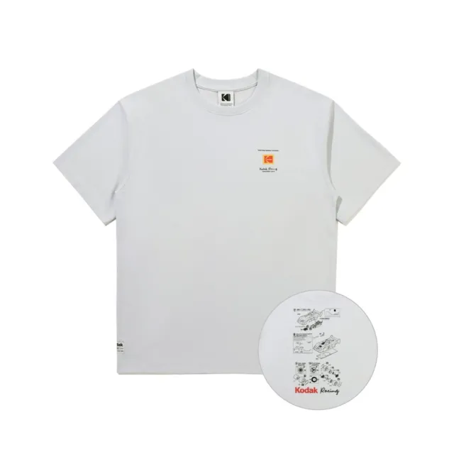 【KODAK Apparel】柯達 中性 短袖T恤 RACING 賽車系列 藍圖印花 LIGHT GRAY 淺灰 / KB602042LGR