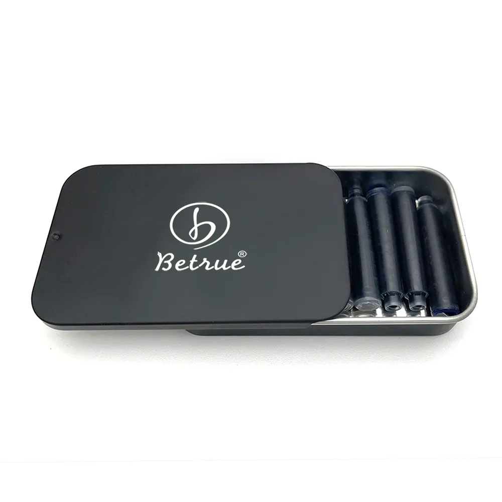 【Betrue】鋼筆專用卡水/墨水10入-滑蓋式鐵盒裝(鋼筆卡水/墨水/鋼筆/黑色墨水)
