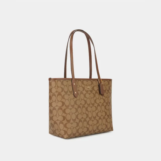 【COACH】蔻馳官方直營 CITY 經典 SIGNATURE 拉鍊托特包 托特手袋-多色任選(CCQ28/58292)