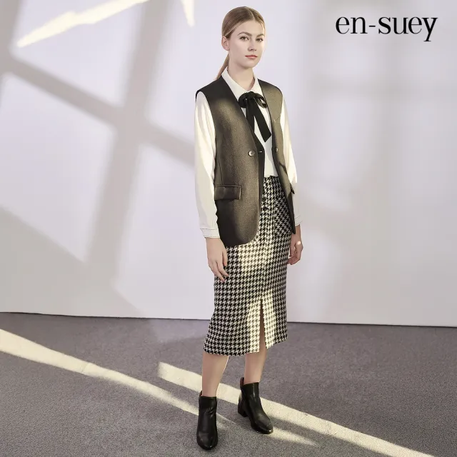 【en-suey 銀穗】假兩件門襟西裝背心-女