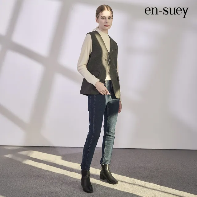 【en-suey 銀穗】假兩件門襟西裝背心-女