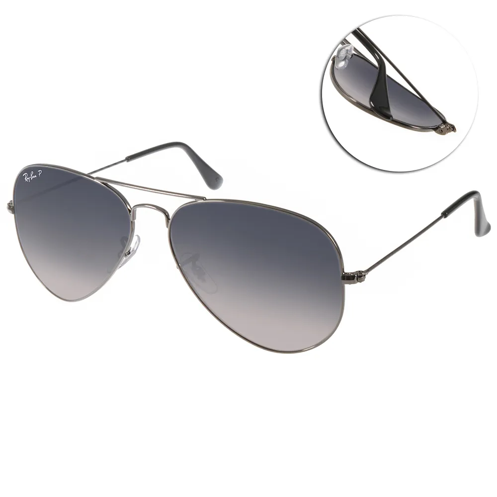 【RayBan 雷朋】經典飛官偏光款 太陽眼鏡(槍銀-黑#RB3025 00478-58mm)