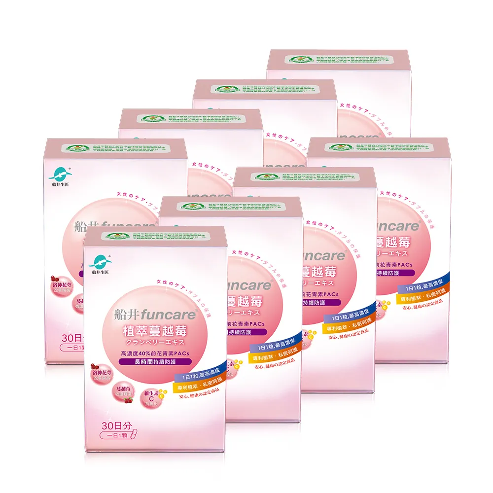 【funcare 船井生醫】植萃蔓越莓8盒_共240顆(蔓越莓/洛神花/維生素C/私密保養)