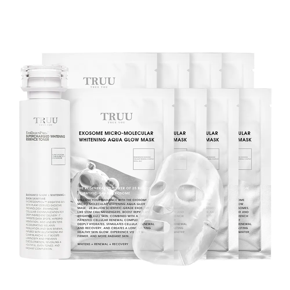【TRUU 童】美白外泌體超導精華露150ML+外泌體微分子美白水光面膜8入(美白透亮潤澤 重獲新生光感！)