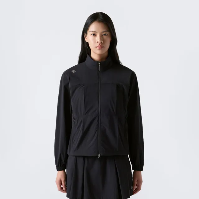 【DESCENTE】外套 女 運動立領外套 WOMENS WOVEN WARM-UPJACKET 黑 SR322PWT71-BLK0
