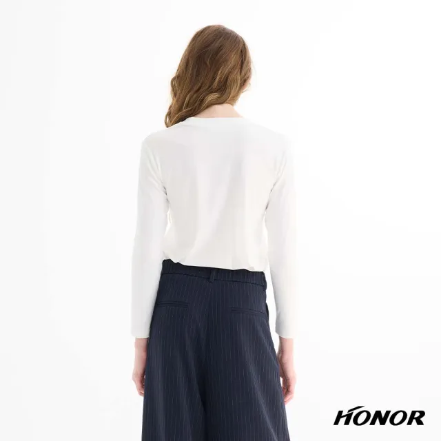 【HONOR 山形屋】簡約品牌字母印花長袖上衣-白/黑