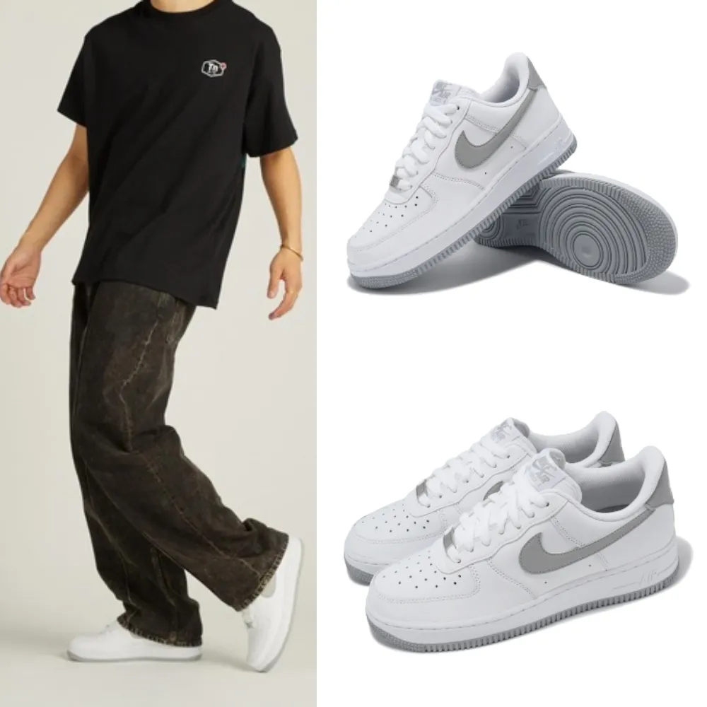 【NIKE 耐吉】休閒鞋 Air Force 1 07 男鞋 女鞋 白 灰 灰勾 百搭 小白鞋 AF1(FJ4146-100)