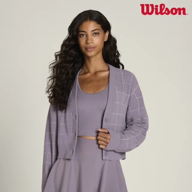 【WILSON】Throwback Crop Cardigan Windowpane 女款 服飾 毛衣 外套 紫色 WE00359Z043001