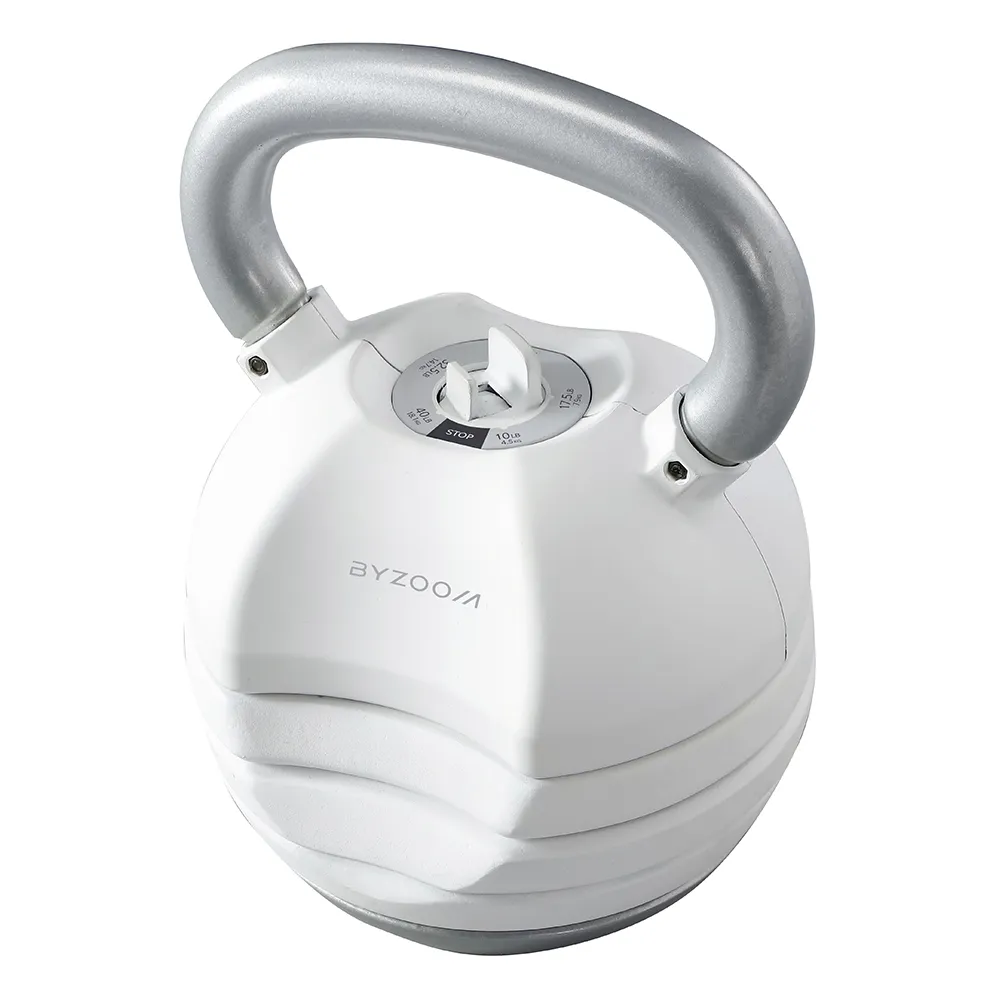 【BYZOOM FITNESS】Pure Series 40lb/約18kg 5段重量可調式壺鈴 白/黑二色(BZ-AKB-40LB)