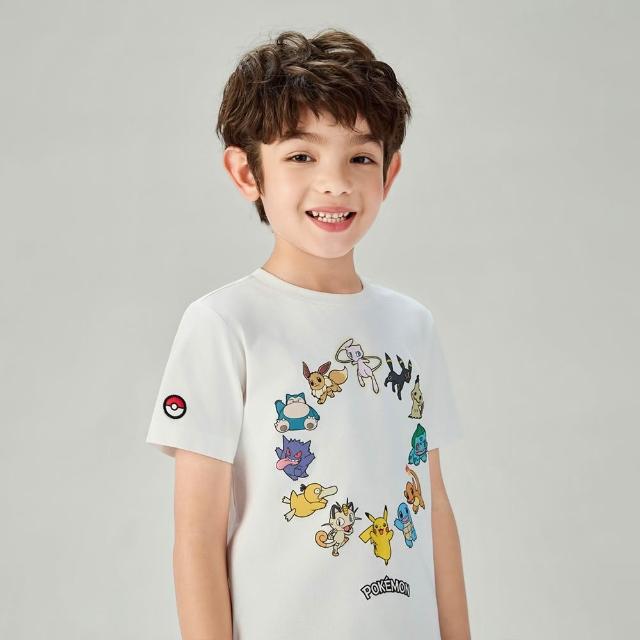 【GIORDANO 佐丹奴】童裝寶可夢印花短袖T恤 Pokemon系列(02 皎白)