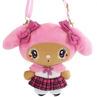 【小禮堂】雙11 Sanrio 三麗鷗 絨毛玩偶斜背包 古銅辣妹款 酷洛米 美樂蒂