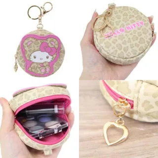 【小禮堂】Sanrio 三麗鷗 皮質造型零錢包吊飾 (豹紋熊款) Kitty 大耳狗 酷洛米