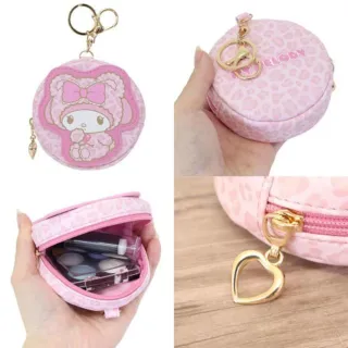 【小禮堂】Sanrio 三麗鷗 皮質造型零錢包吊飾 (豹紋熊款) Kitty 大耳狗 酷洛米